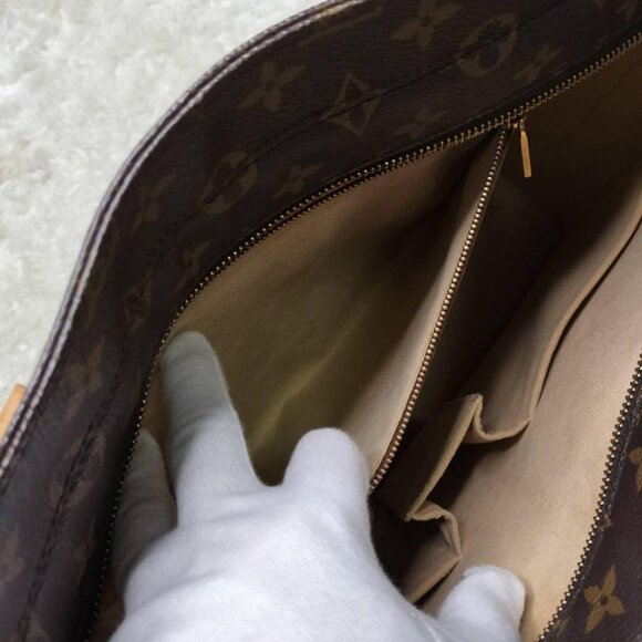 Authentic LOUIS VUITTON Monogram Luco XL Tote Shoulder Bag LV Brown Tan - Picture 8 of 11